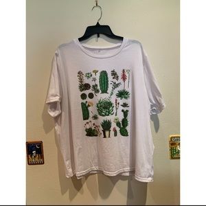 Trendy Plant and Succulent Print T-Shirt - Soft!